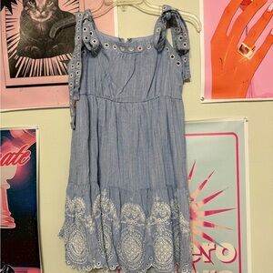 Miami Blue and White Casual Kids Dress